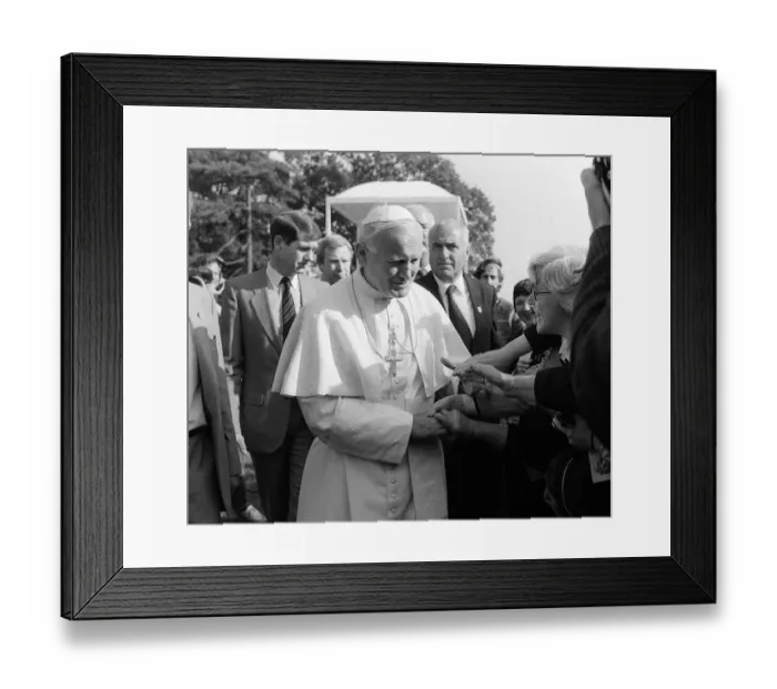 Framed Print : Pope John Paul II during his visit to Britain in 1982 walks among the people at one of Framed Print : Pope John Paul II during his visit to Britain in 1982 walks among the people at one of
