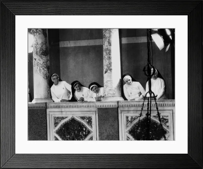 Framed Print : Pope John Paul II visits Britain May 1982 Nuns look down from a balcony as Framed Print : Pope John Paul II visits Britain May 1982 Nuns look down from a balcony as