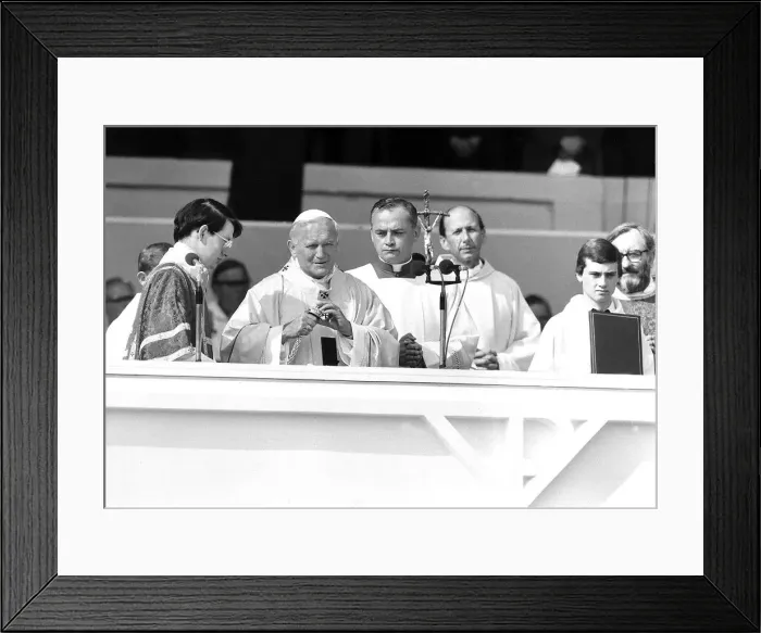 Framed Print : Pope John Paul II Visit Britain 1982 The Pope conducts an Open Air Mass at Wembley Framed Print : Pope John Paul II Visit Britain 1982 The Pope conducts an Open Air Mass at Wembley