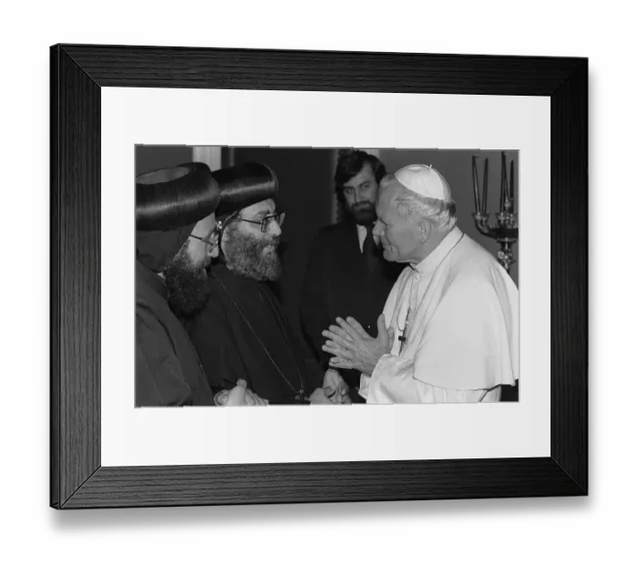 Framed Print : Pope John Paul II in during his visit to Britain in 1982 visits the home of