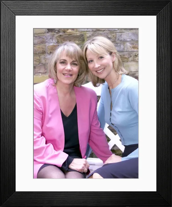 Framed Print : Kate Charman TV Presenter and Model June 1999 Pictured with Nina Myskow Mirror