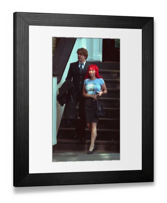 Framed Print : Jonathan Ross TV Presenter June 1999 and wife Jane Ross outside their London home Framed Print : Jonathan Ross TV Presenter June 1999 and wife Jane Ross outside their London home
