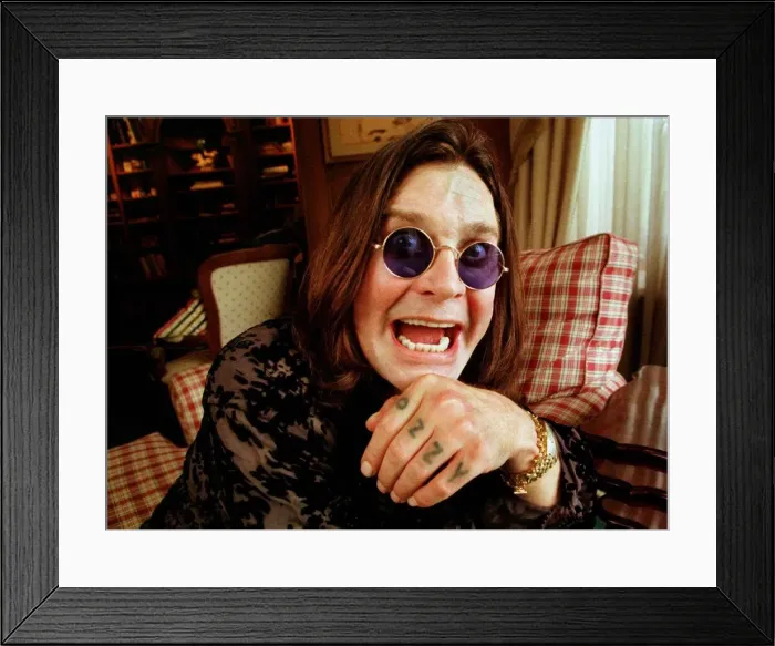 Framed Print : Rock star Ozzy Osbourne at home for Matthew Wright interview. 1998 Framed Print : Rock star Ozzy Osbourne at home for Matthew Wright interview. 1998