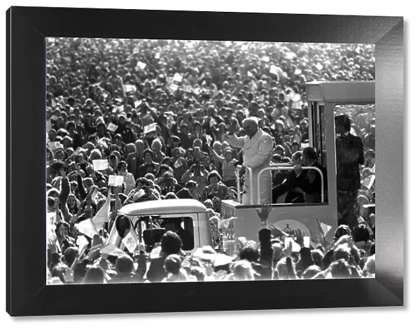 The Pope in Ireland October 1979 Pope John Paul II waves to the crowd from his pope