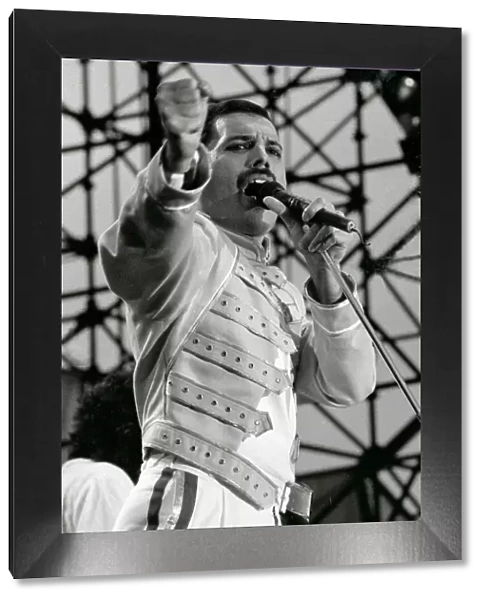 Queen Rock Group - Freddie Mercury in concert at St James Park in Newcastle