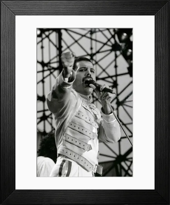 Framed Print : Queen Rock Group - Freddie Mercury in concert at St James Park in Newcastle Framed Print : Queen Rock Group - Freddie Mercury in concert at St James Park in Newcastle
