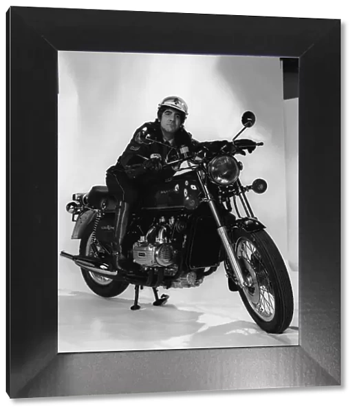 Keith Moon on his Honda Goldwing motor cycle 1976