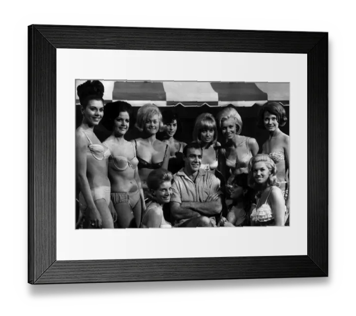 Framed Print : Actor Sean Connery on the set of the James Bond film Goldfinger April 1964 Framed Print : Actor Sean Connery on the set of the James Bond film Goldfinger April 1964