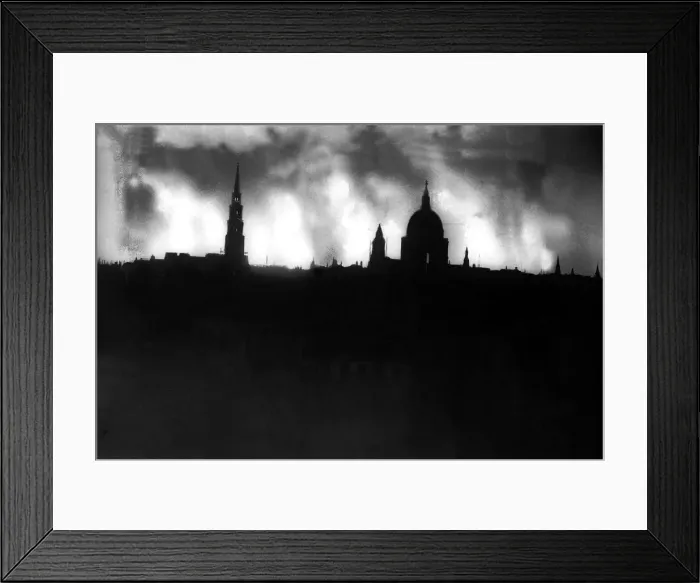 Framed Print : London Skyline 29  /  12  /  40 W101 Box 57 The Blitz in England lasted