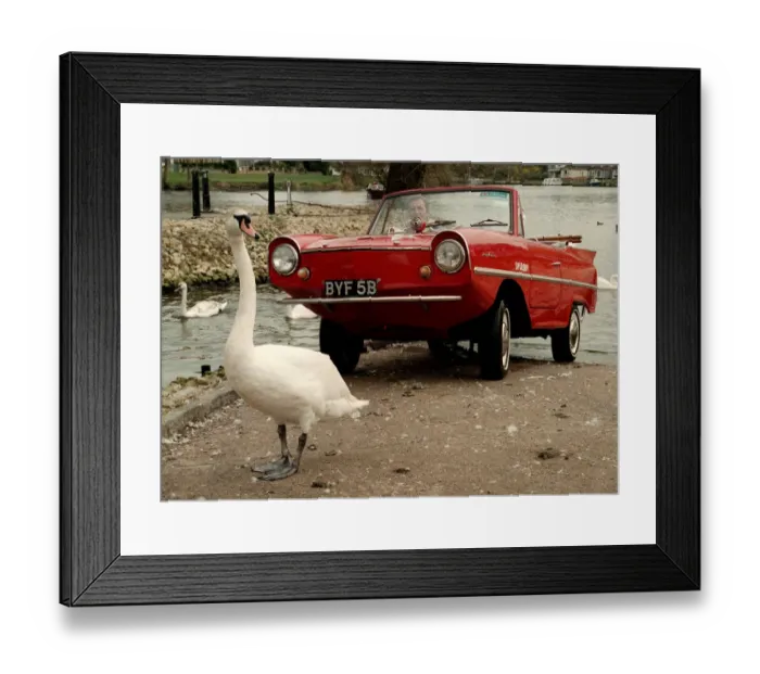 Framed Print : Mark Perkins from Ascot and his 1964 Amphicar March 1998