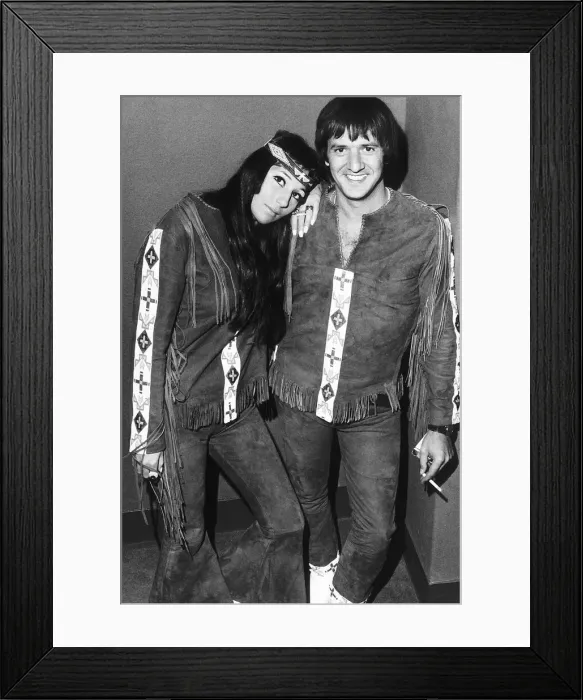 Framed Print : Sonny and Cher american pop singers in London August 1966 Framed Print : Sonny and Cher american pop singers in London August 1966