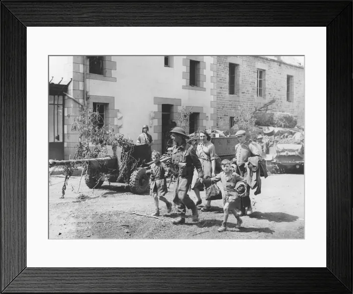 Framed Print : WW2 French people guided from the front line. 1944 Framed Print : WW2 French people guided from the front line. 1944