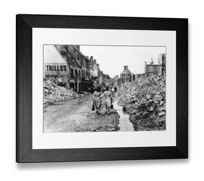 Framed Print : WW2 French women shopping in the ruins 1944 Framed Print : WW2 French women shopping in the ruins 1944