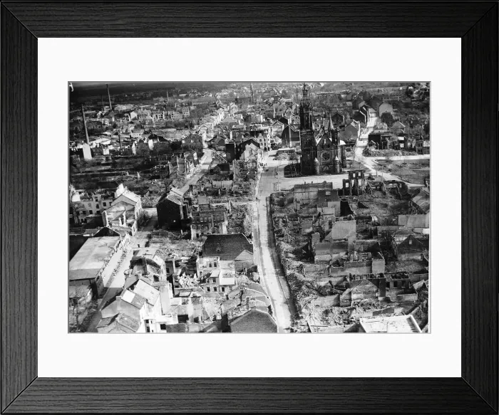 Framed Print : WW2 - March 1945 A lone church survives the Allied bombing of Munchen Gladbach Framed Print : WW2 - March 1945 A lone church survives the Allied bombing of Munchen Gladbach