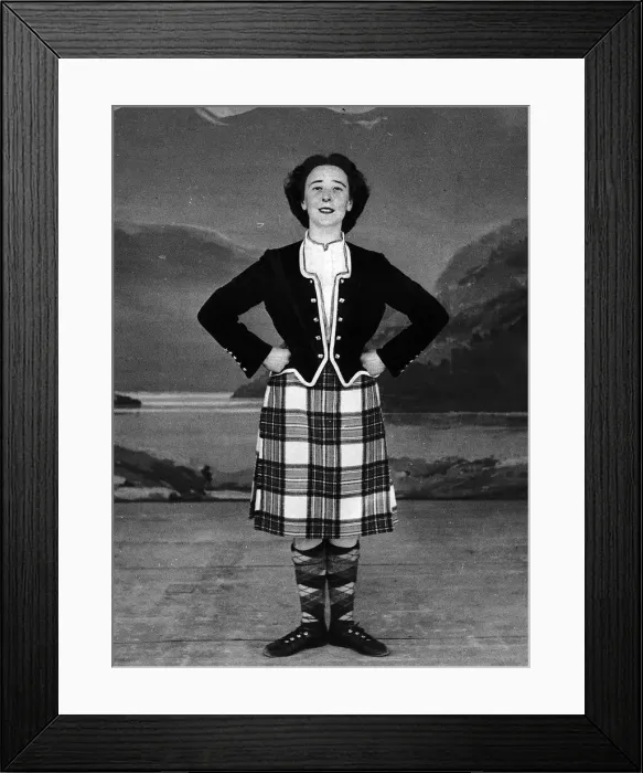 Framed Print : Highland dancer in traditional dress circa 1950 Framed Print : Highland dancer in traditional dress circa 1950