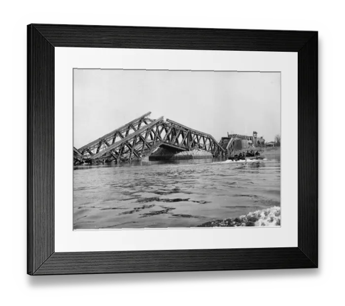 Framed Print : WW2 - March 1945 Wesel Bridge after an Allied bombing raid Framed Print : WW2 - March 1945 Wesel Bridge after an Allied bombing raid