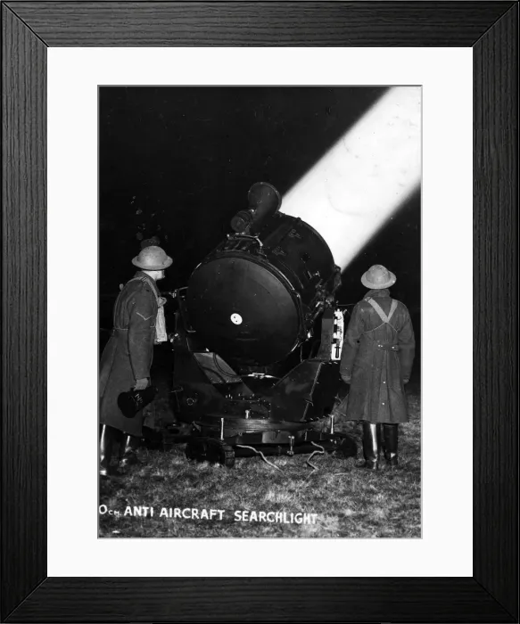 Framed Print : Second World War April 1941 anti aircraft search light Framed Print : Second World War April 1941 anti aircraft search light