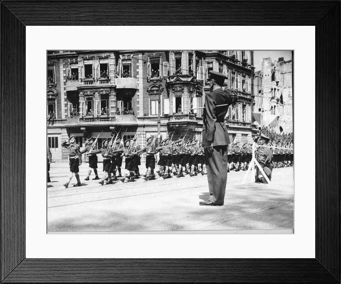 Framed Print : WW2 - May 1945 General Horrocks taking the salute at 51st Highlan Division