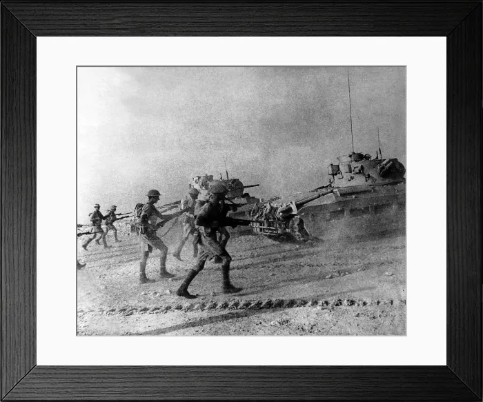 Framed Print : WW2 Scots Guards go into action at El Alamein Guards moving forward under cover Framed Print : WW2 Scots Guards go into action at El Alamein Guards moving forward under cover