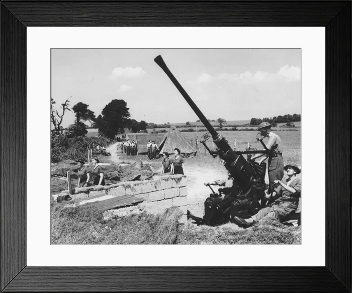 Framed Print : A bofors gun manned by regular soldiers on the mixed battery during WW2 1944