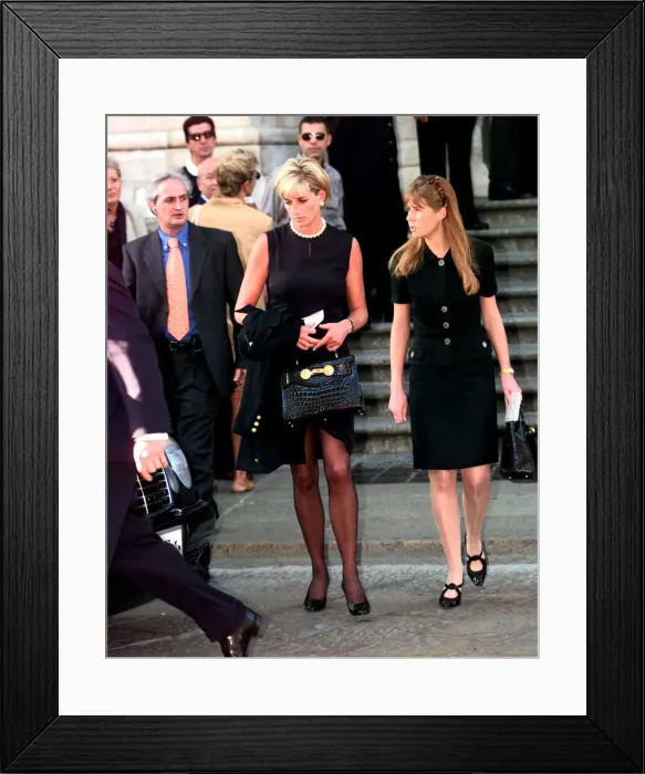 Framed Print : Princess Diana leaves a memorial service for slain Italian fashion designer Gianni Framed Print : Princess Diana leaves a memorial service for slain Italian fashion designer Gianni