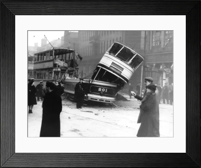 Framed Print : Bomb damage after an air raid in Sheffield during the Blitz Krieg of the German Framed Print : Bomb damage after an air raid in Sheffield during the Blitz Krieg of the German