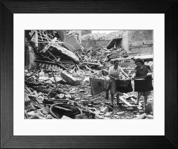 Framed Print : WW2 Women hanging out washing Jul 44 in Caen France amid bombed ruins Framed Print : WW2 Women hanging out washing Jul 44 in Caen France amid bombed ruins