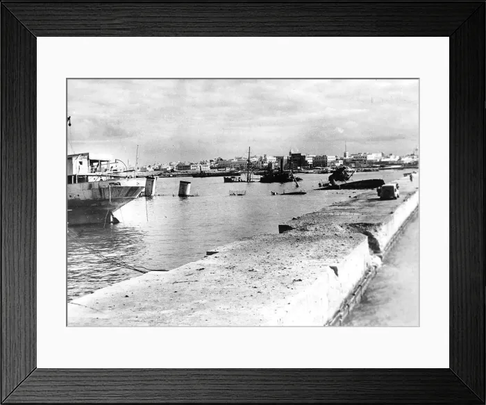 Framed Print : The harbour of Benghazi after the British re-entry showing the large number of sunken Framed Print : The harbour of Benghazi after the British re-entry showing the large number of sunken