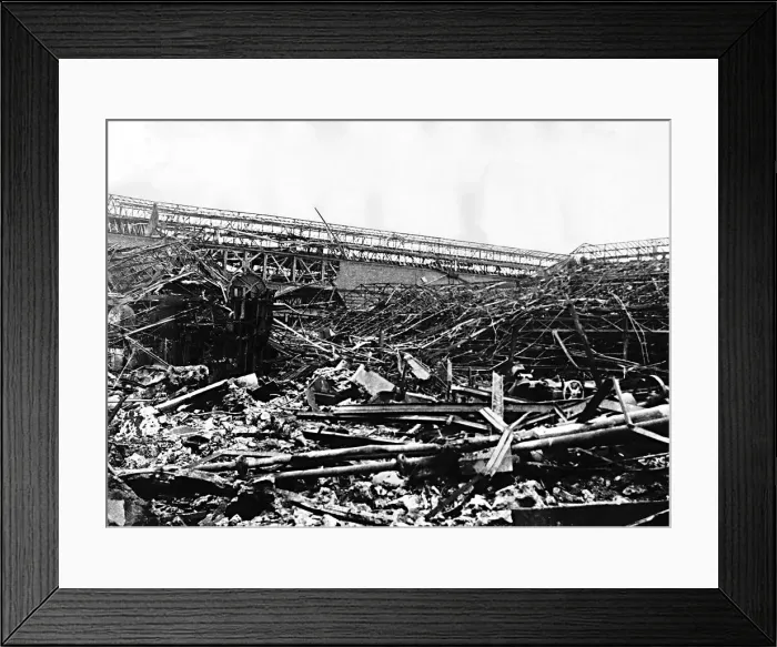 Framed Print : Twisted girders are all that remain of this Renault factory in France after a WW2