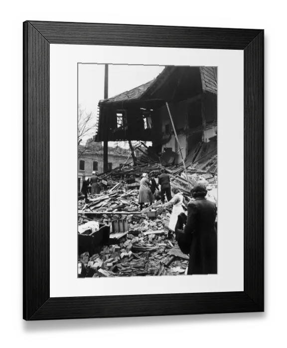 Framed Print : WW2 Nurses clear wreckage from a bombed London hospital Framed Print : WW2 Nurses clear wreckage from a bombed London hospital
