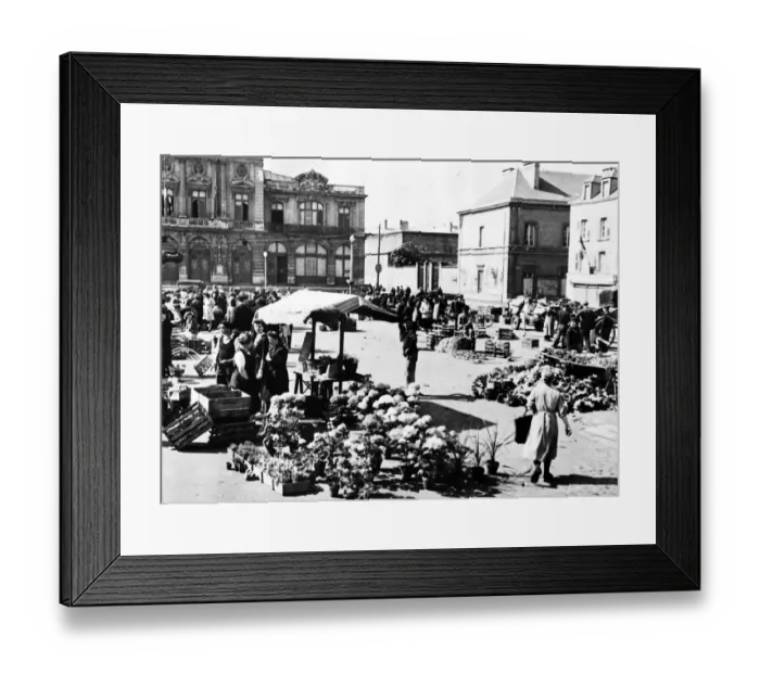 Framed Print : WW2 Cherbourg market in France 1944
