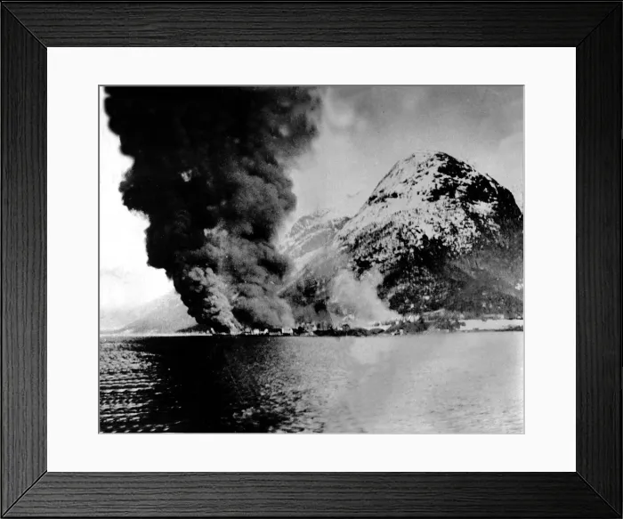 Framed Print : WW2 Nazi raid on Andalsnes Norway May 1940 Framed Print : WW2 Nazi raid on Andalsnes Norway May 1940