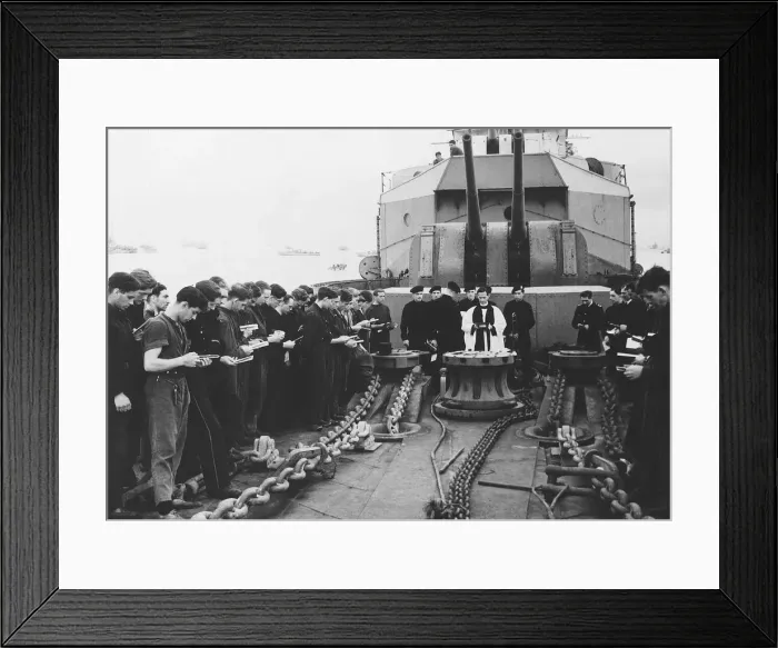 Framed Print : A chaplain takes Sunday service on board HMS Scylia while at anchor off the Normandy Framed Print : A chaplain takes Sunday service on board HMS Scylia while at anchor off the Normandy