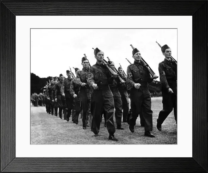 Framed Print : WW2 Home Guard Parade of 2, 000 members of the Local Defence Volunteers in