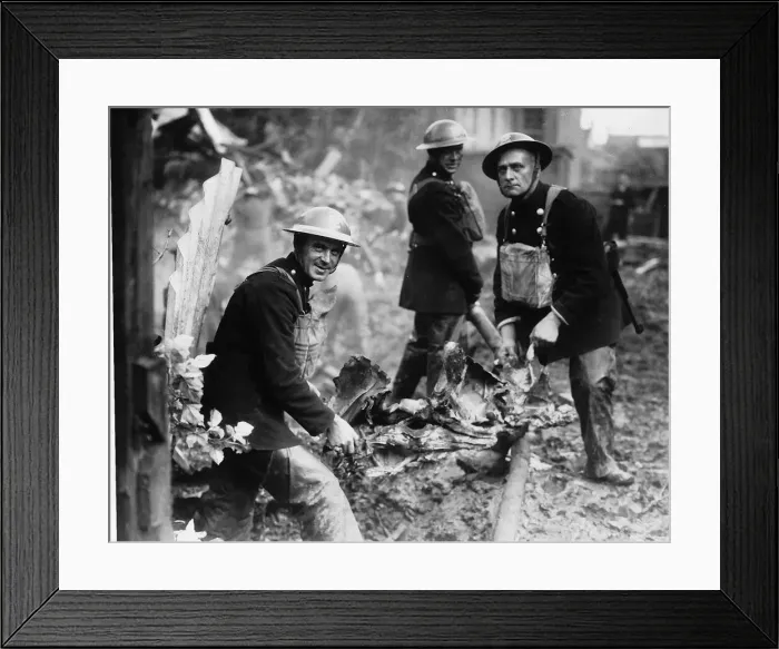 Framed Print : WW2 Remains of crashed German bomber 1940 found in Merton Park Surrey after an Framed Print : WW2 Remains of crashed German bomber 1940 found in Merton Park Surrey after an