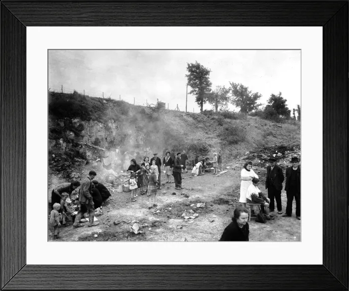 Framed Print : WW2 - Refugees from Caen living in the quarries Framed Print : WW2 - Refugees from Caen living in the quarries