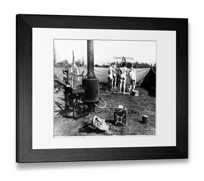 Framed Print : WW2 ll Canadian army having shower 4  /  45 Mobile baths followed the lst Canadian army