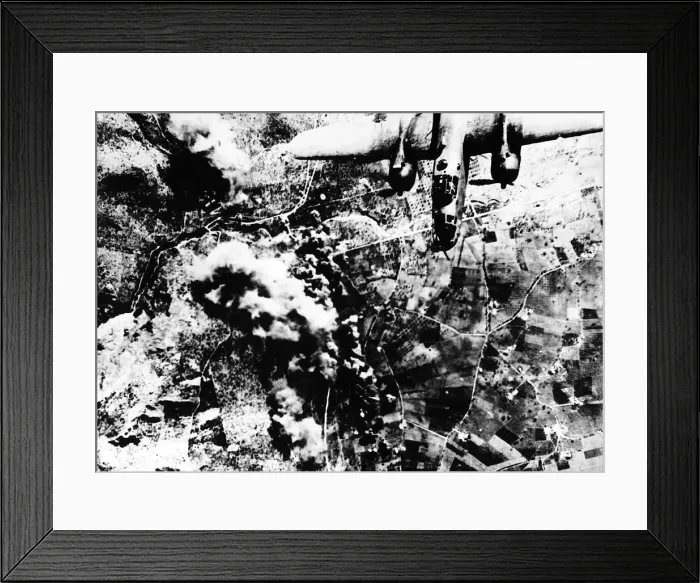 Framed Print : USaF B25 Mitchel bomber attacking Casino during WW2 1944