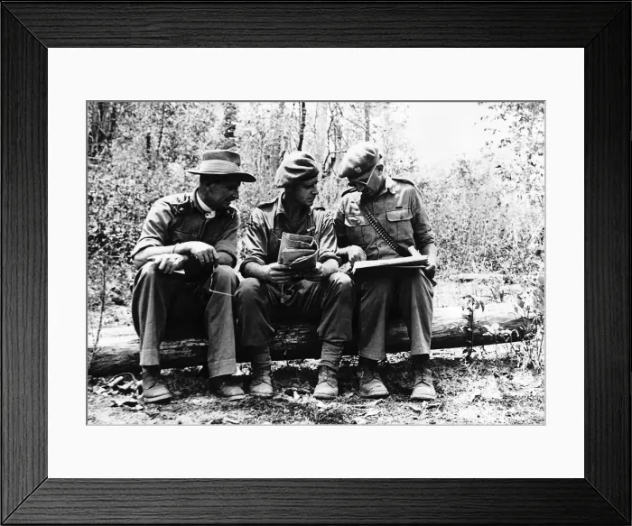 Framed Print : Major General Stockwell a lieutenant colonel and a brigadier hold a roadside conference Framed Print : Major General Stockwell a lieutenant colonel and a brigadier hold a roadside conference