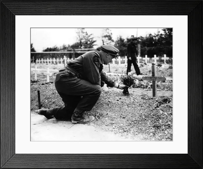 Framed Print : WW2 L J Taylor at graveside in Normandy 1944 Framed Print : WW2 L J Taylor at graveside in Normandy 1944
