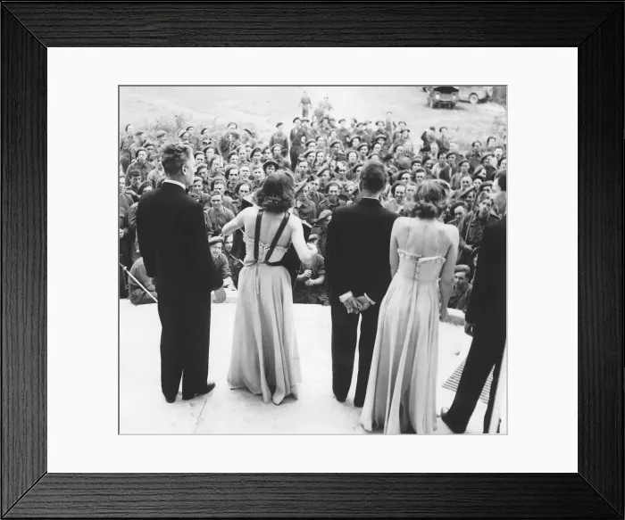 Framed Print : WW2 ENSA concert in Normandy 1944 ENSA entertain the troops behind the lines