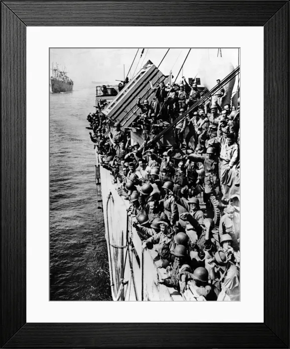 Framed Print : French troops return to France by troopship 1944 WW2 Framed Print : French troops return to France by troopship 1944 WW2