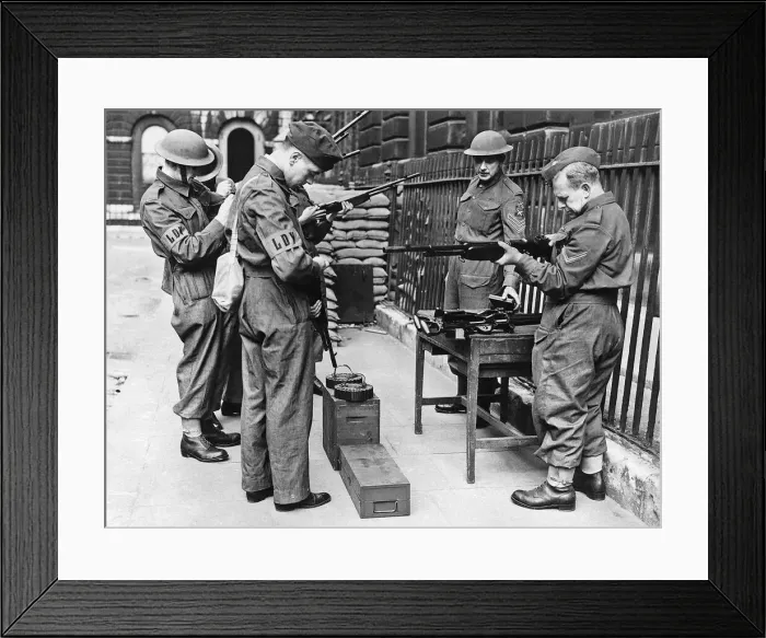 Framed Print : Sergeant J Stewart Chief Instructor of the Home Guard in the Bow Street area of