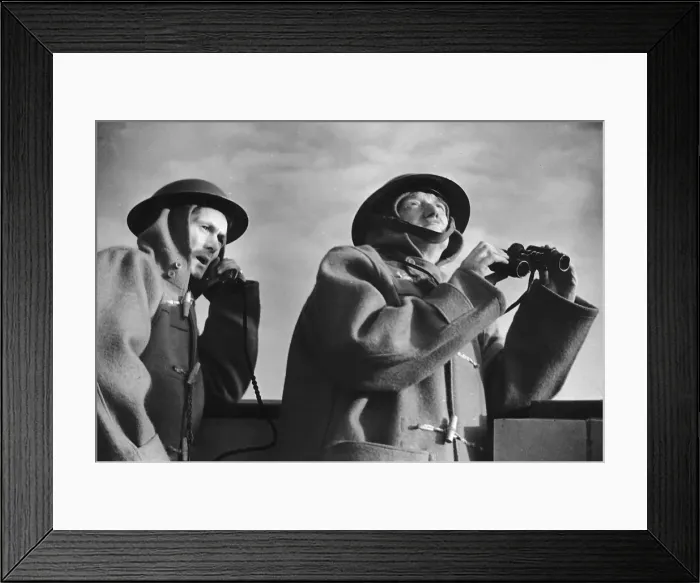 Framed Print : London Fire Service Observers at their post on top of the HQ in London Framed Print : London Fire Service Observers at their post on top of the HQ in London