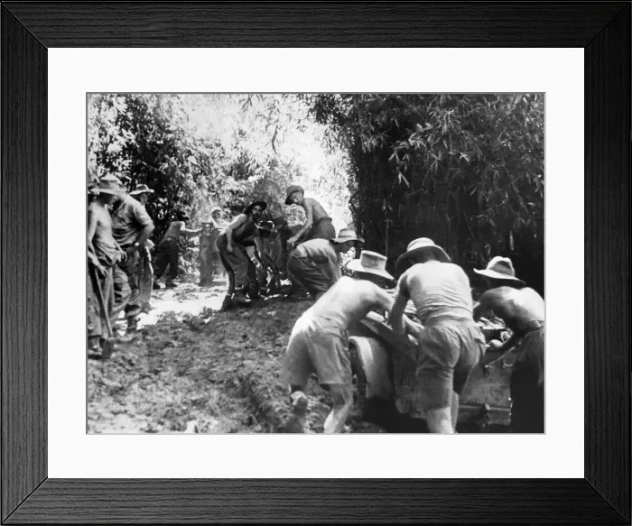Framed Print : WW2 Jeeps and trailers of an assault field regiment in 36th Division Framed Print : WW2 Jeeps and trailers of an assault field regiment in 36th Division
