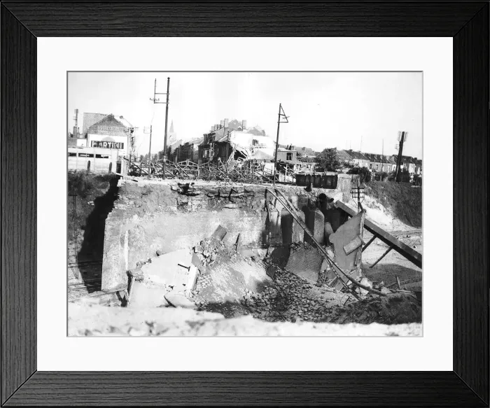 Framed Print : WW2 Last bridge in Louvain, Belgium where sappers were given orders to blow it up after