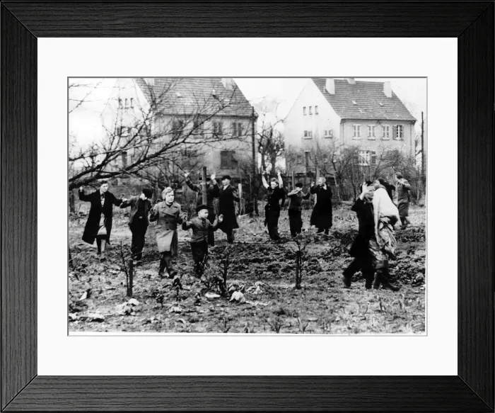Framed Print : WW2 - March 1945 German civilians emerge from their homes as the 35th U. S Framed Print : WW2 - March 1945 German civilians emerge from their homes as the 35th U. S