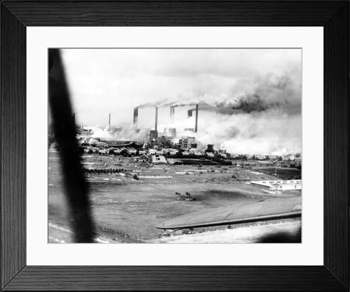 Framed Print : Power Station at Knapsack near Cologne in Germany photographed from a Bristol Blenhein Framed Print : Power Station at Knapsack near Cologne in Germany photographed from a Bristol Blenhein