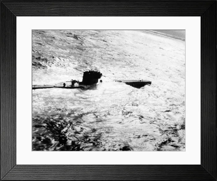 Framed Print : A German submarine crew wait for a British ship to pick them up after being forced to