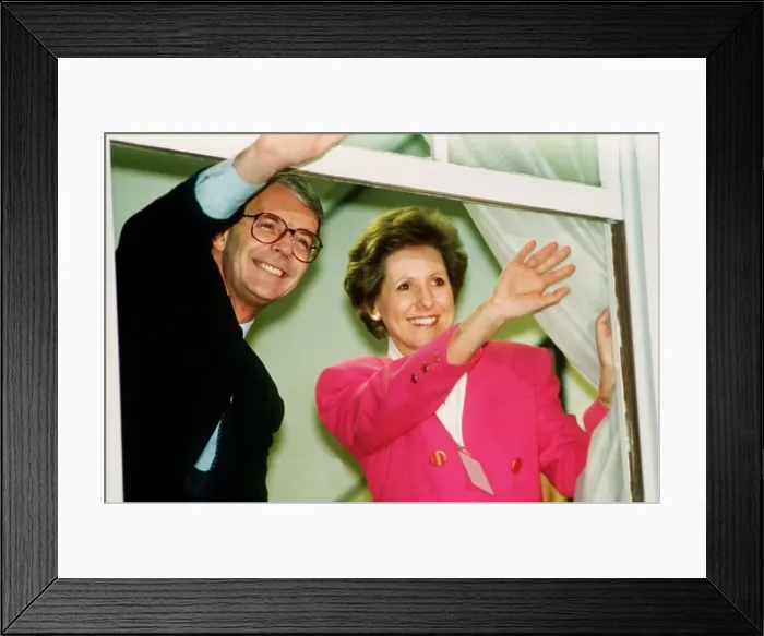 Framed Print : John Major MP Conservative Pime Minister and representative for Huntingdon, and Norma